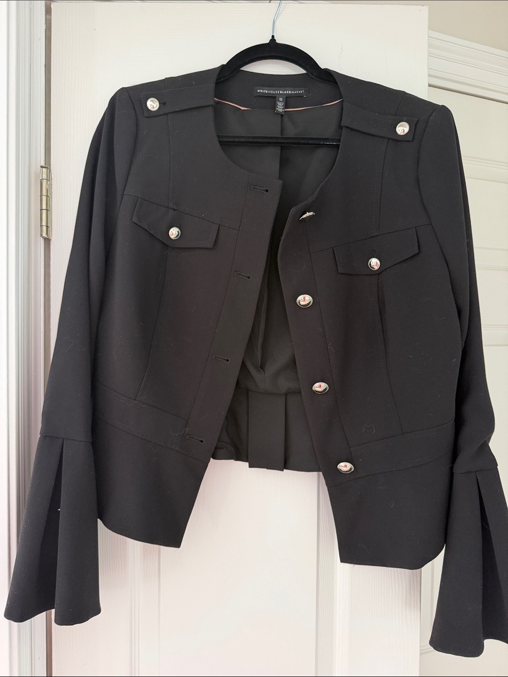 White House Black Market Black Military Blazer with Flared Cuffs